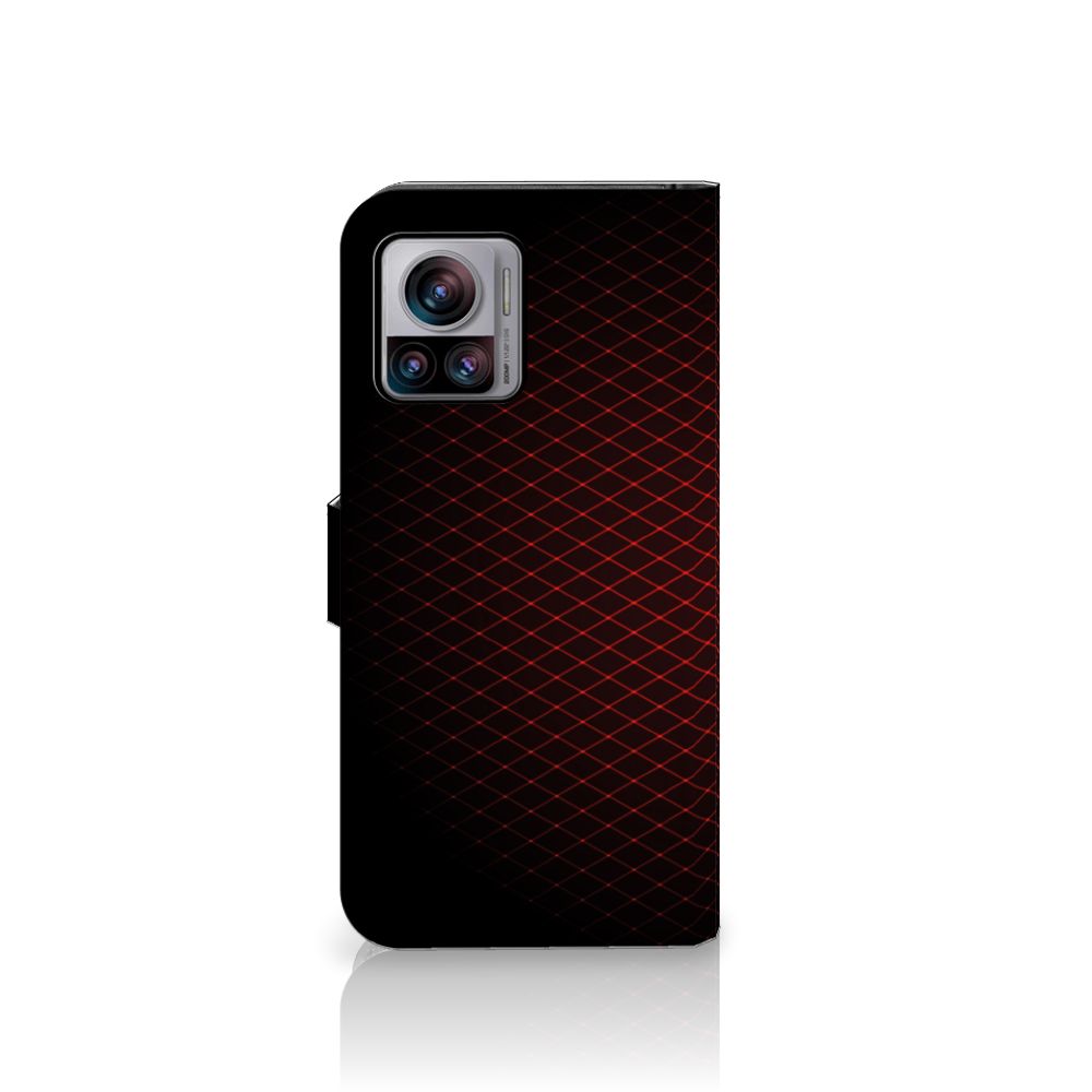 Motorola Edge 30 Ultra Telefoon Hoesje Geruit Rood met minimalistisch design en ruimte voor 3 pasjes