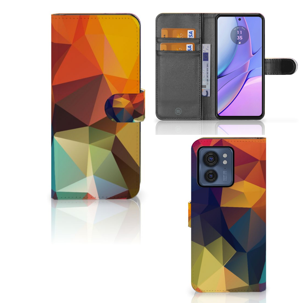 Motorola Edge 40 Book Case Polygon Color met kleurrijke geometrische patronen voor bescherming en gebruiksgemak.
