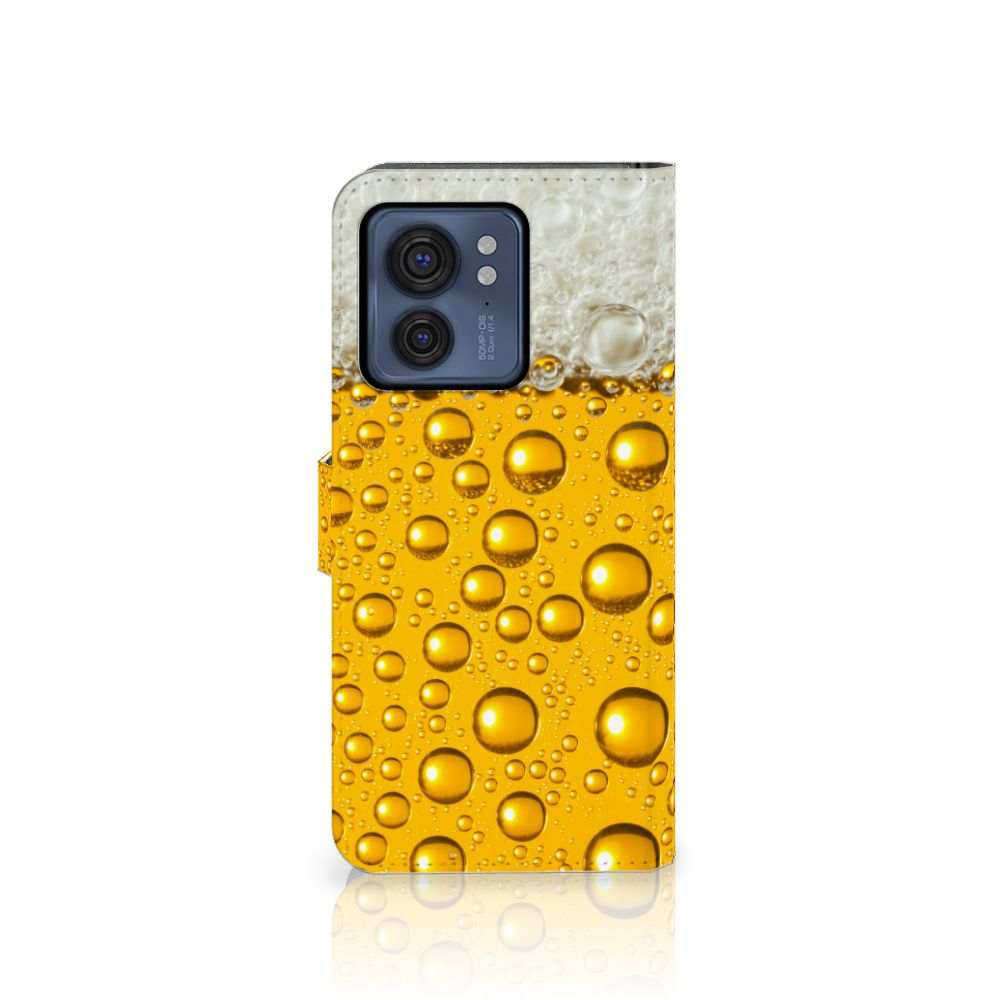 Motorola Edge 40 Book Cover Bier met bierprint en druppels, perfect voor cadeau en bescherming 🍺