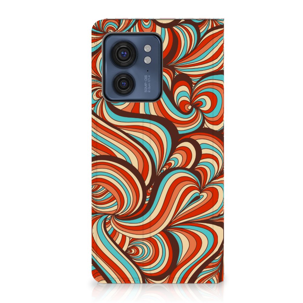 Motorola Edge 40 Bookcase Retro design retro kleur patroon vooraanzicht