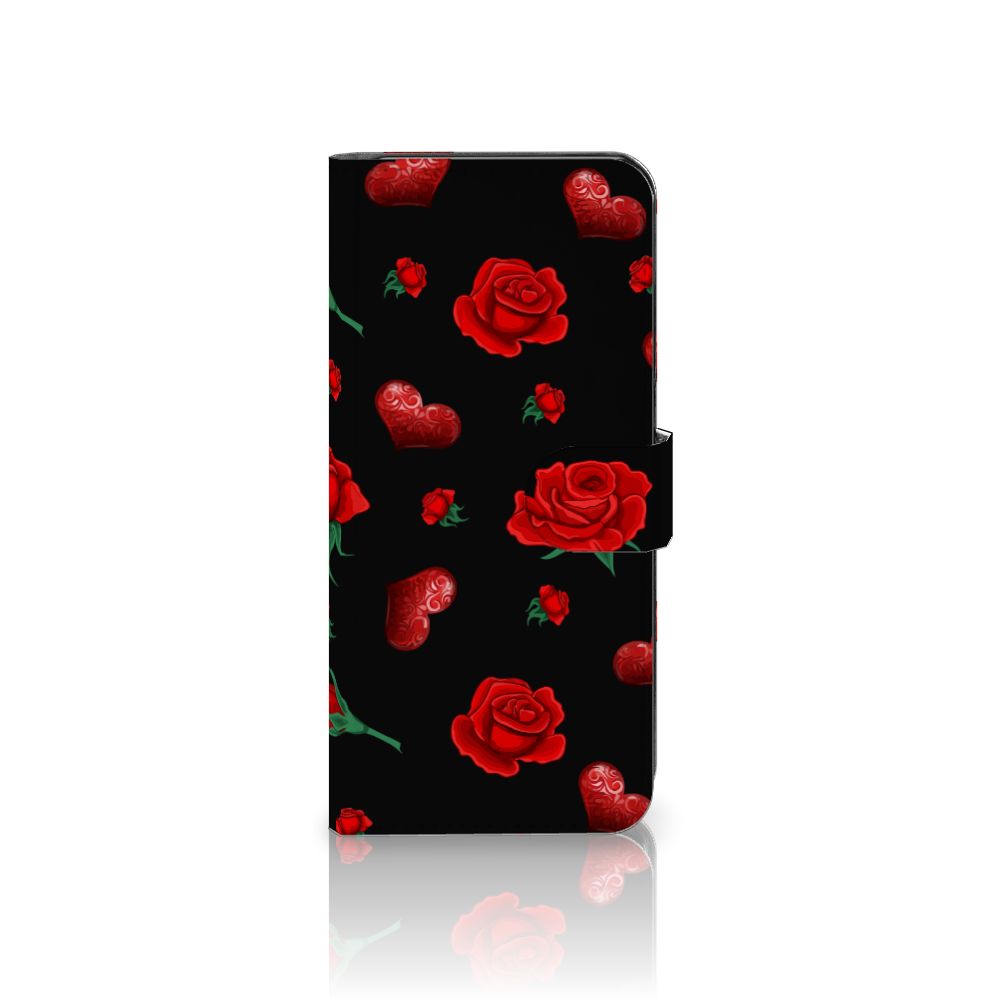 Motorola Edge 40 Leuk Hoesje Valentine bookcase hoesje rose hart design aanzicht