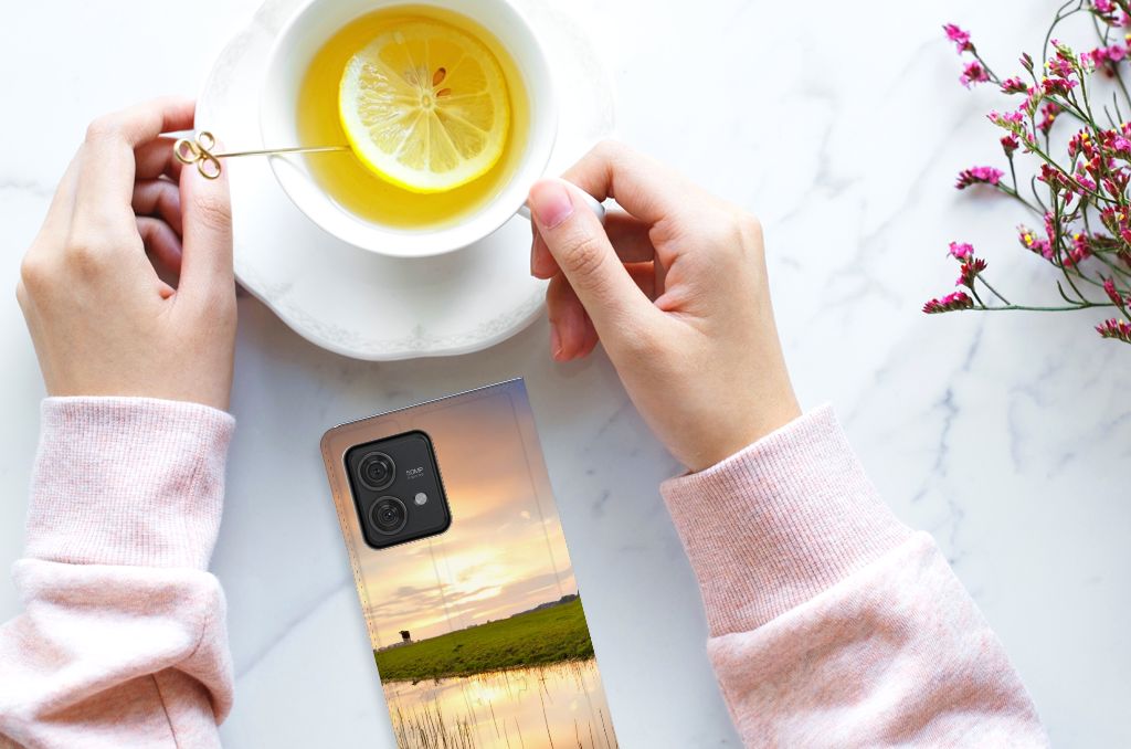 Motorola Edge 40 Neo Hoesje maken Koe design koe ondergang aanzicht