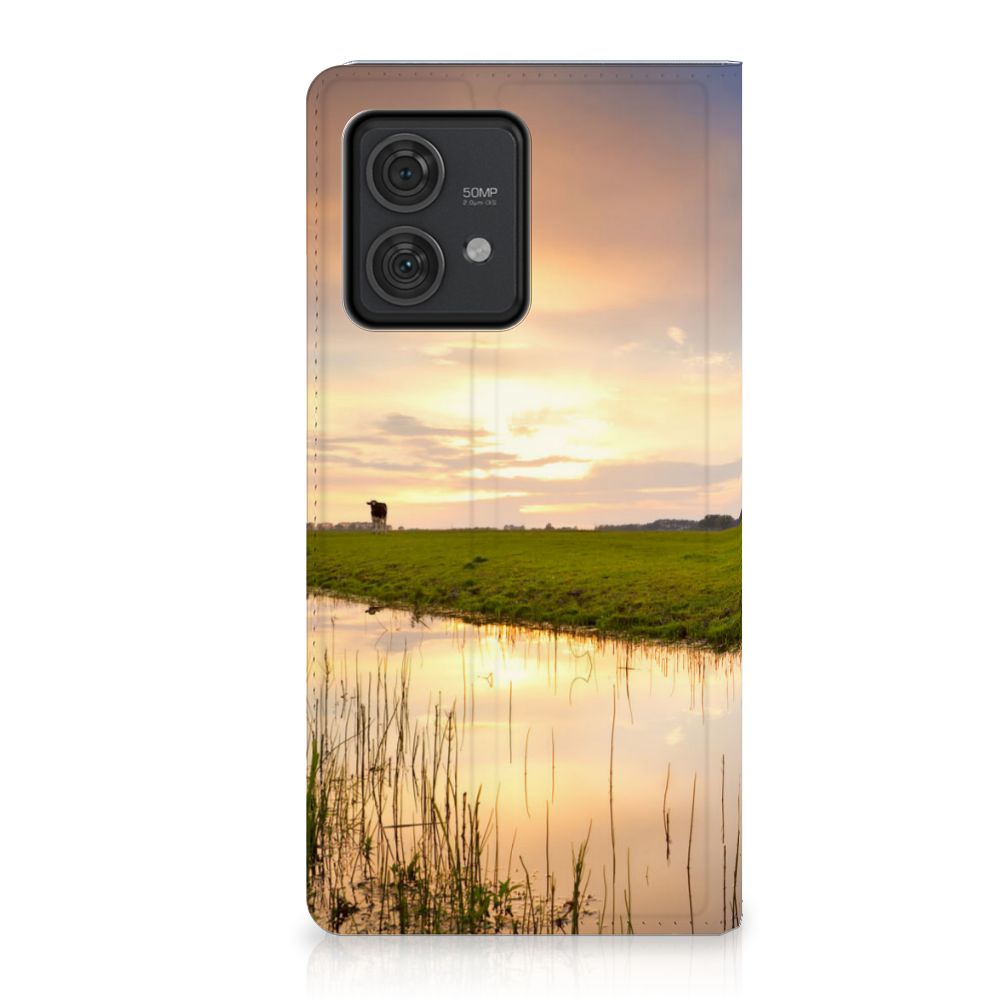Motorola Edge 40 Neo Hoesje maken Koe case koe ondergang zon natuur