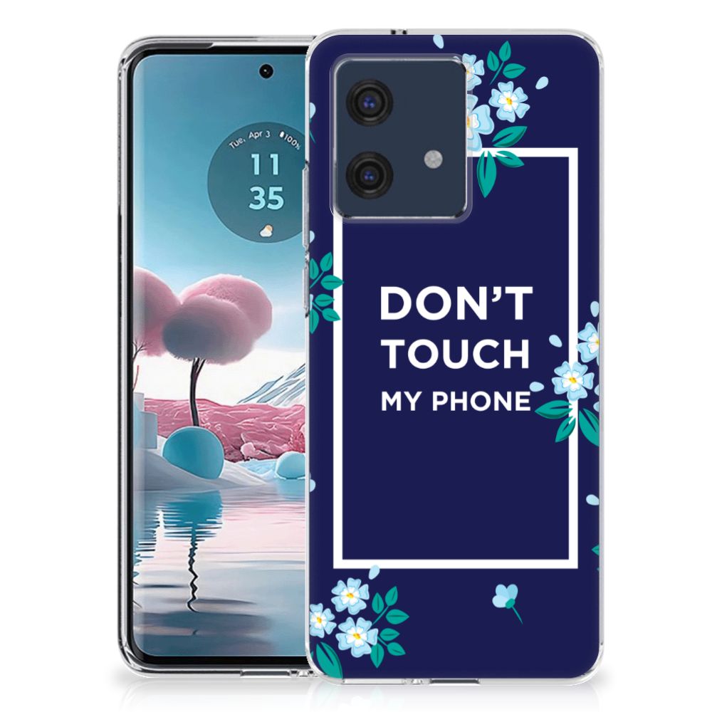 Motorola Edge 40 Neo Silicone-hoesje Flowers Blue DTMP telefoonhoesje bloemen donkerblauw
