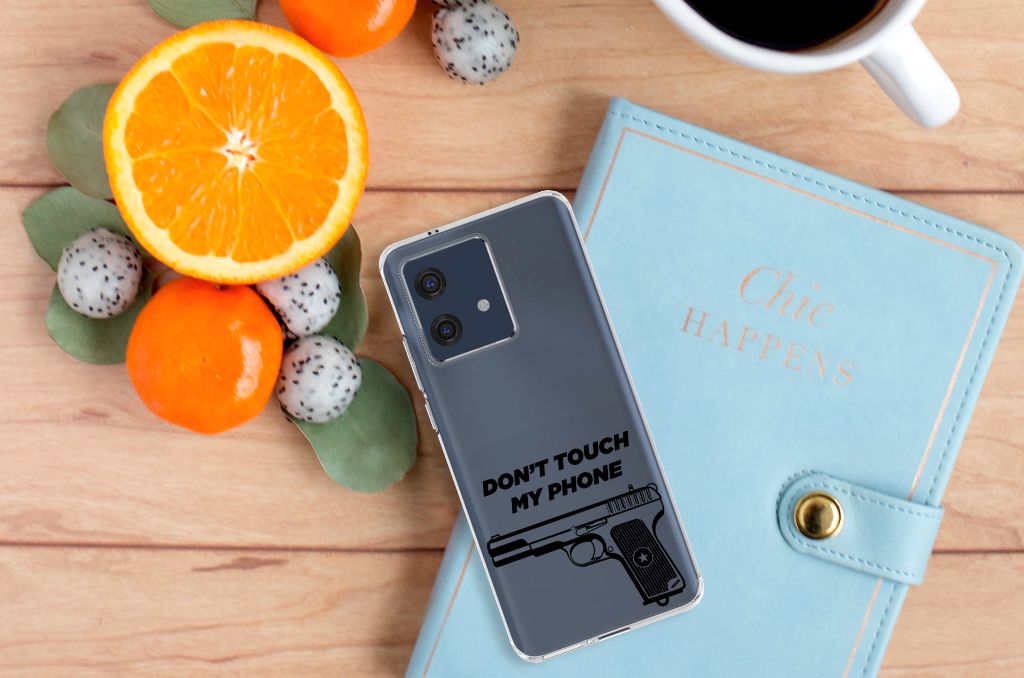 Motorola Edge 40 Neo Silicone-hoesje Pistol DTMP telefoonhoesje design met tekst