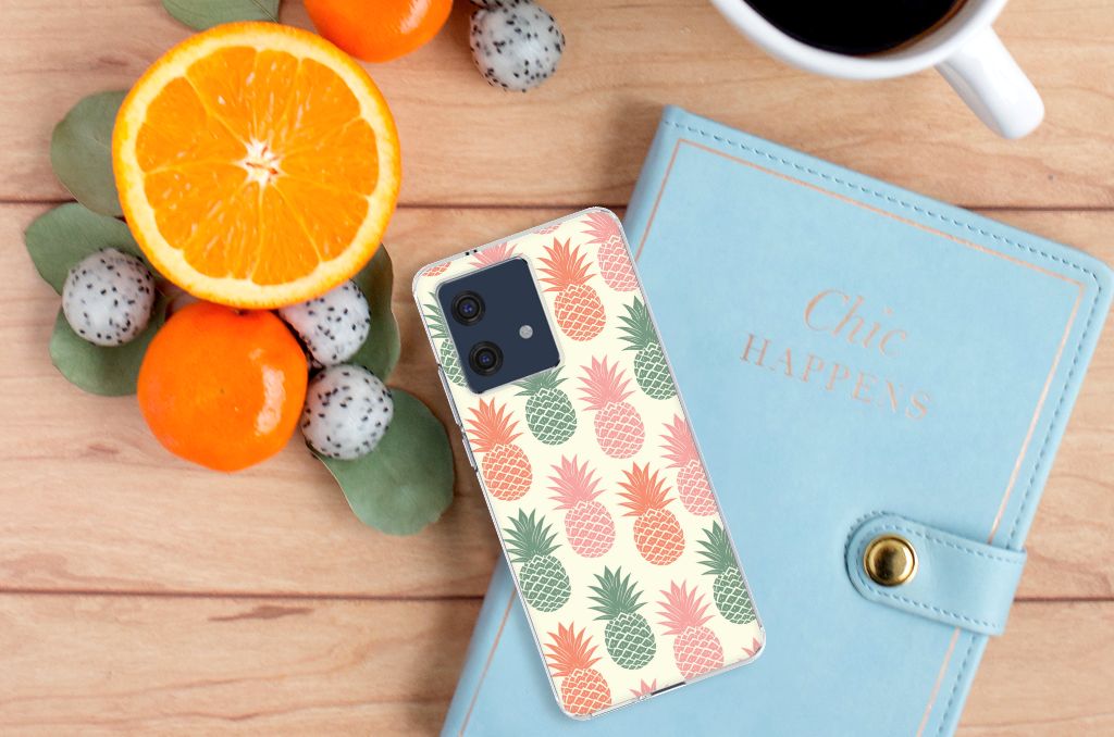 Motorola Edge 40 Neo Siliconen Case Ananas design ananas aanzicht