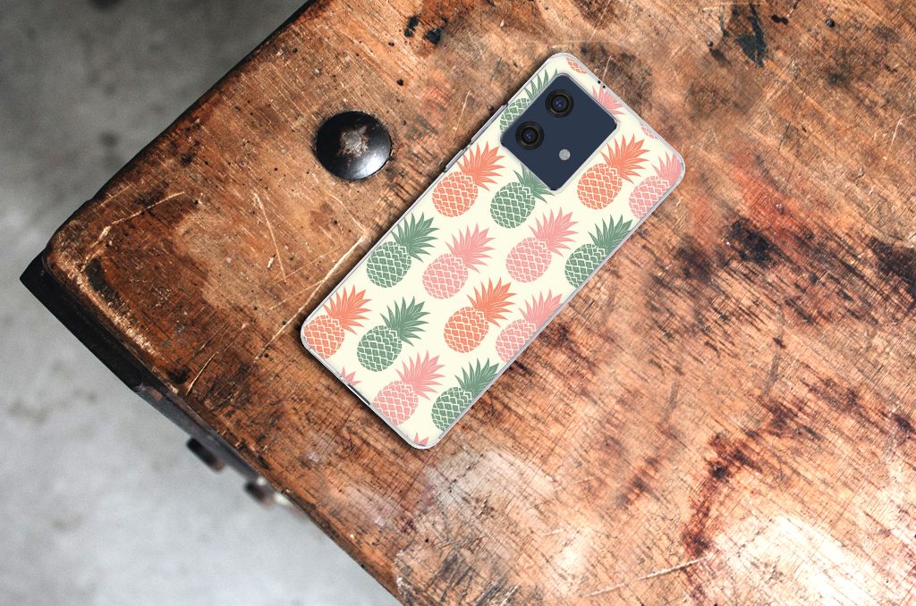 Motorola Edge 40 Neo Siliconen Case Ananas ananas design bovenaanzicht