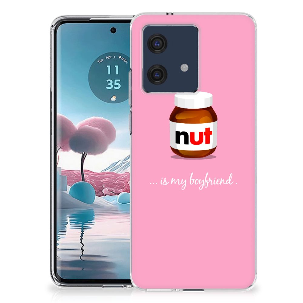 Motorola Edge 40 Neo Siliconen Case Nut Boyfriend met schattige nut pot illustratie 🍫 voor stijl en bescherming.