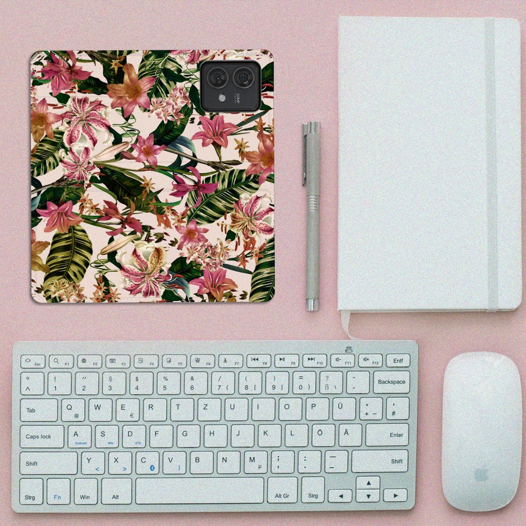 Motorola Edge 40 Neo Smart Cover Flowers bloemen design bovenaanzicht