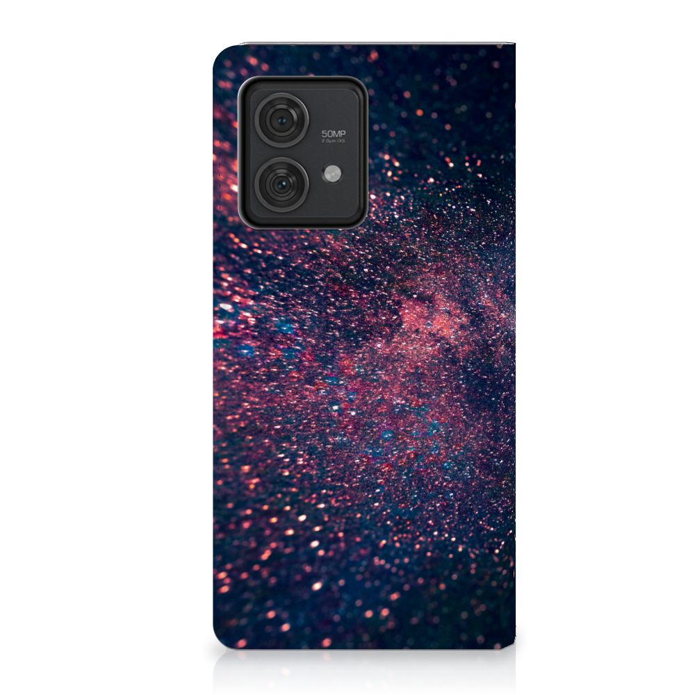Motorola Edge 40 Neo Stand Case Stars design sterren paarse blauwe glitter