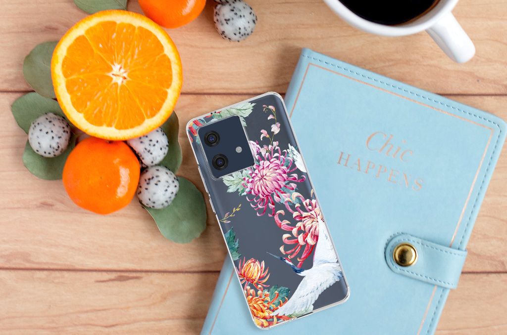 Motorola Edge 40 Neo TPU Hoesje Bird Flowers
