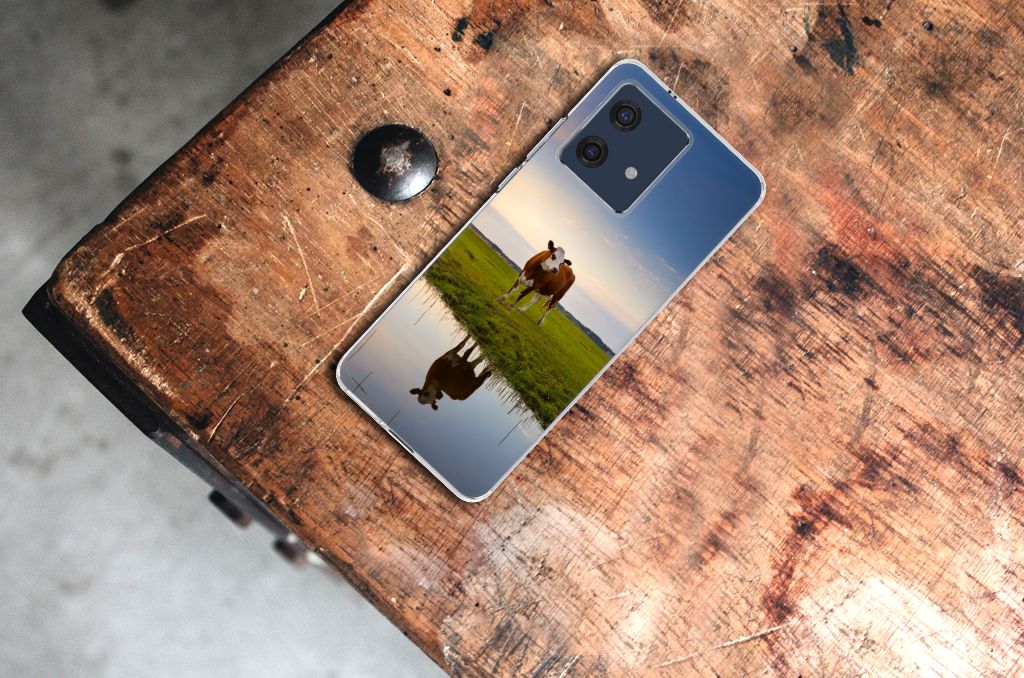 Motorola Edge 40 Neo TPU Hoesje Koe koe ondergang zon spiegeling