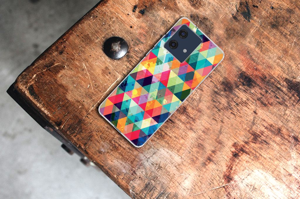 Motorola Edge 40 Neo TPU bumper Geruit met kleurrijk ruitjespatroon voor bescherming en stijl 🎨.