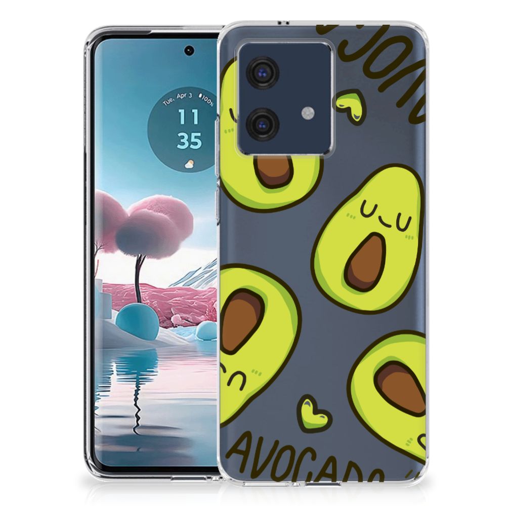 Motorola Edge 40 Neo Telefoonhoesje met Naam Avocado Singing, vrolijk design met schattige avocado's 🥑.