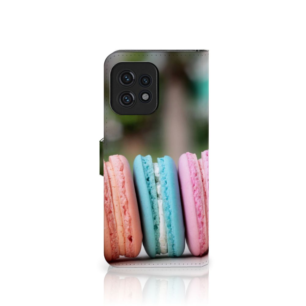 Motorola Edge 40 Pro Book Cover Macarons hoesje macarons roze blauw kleuren
