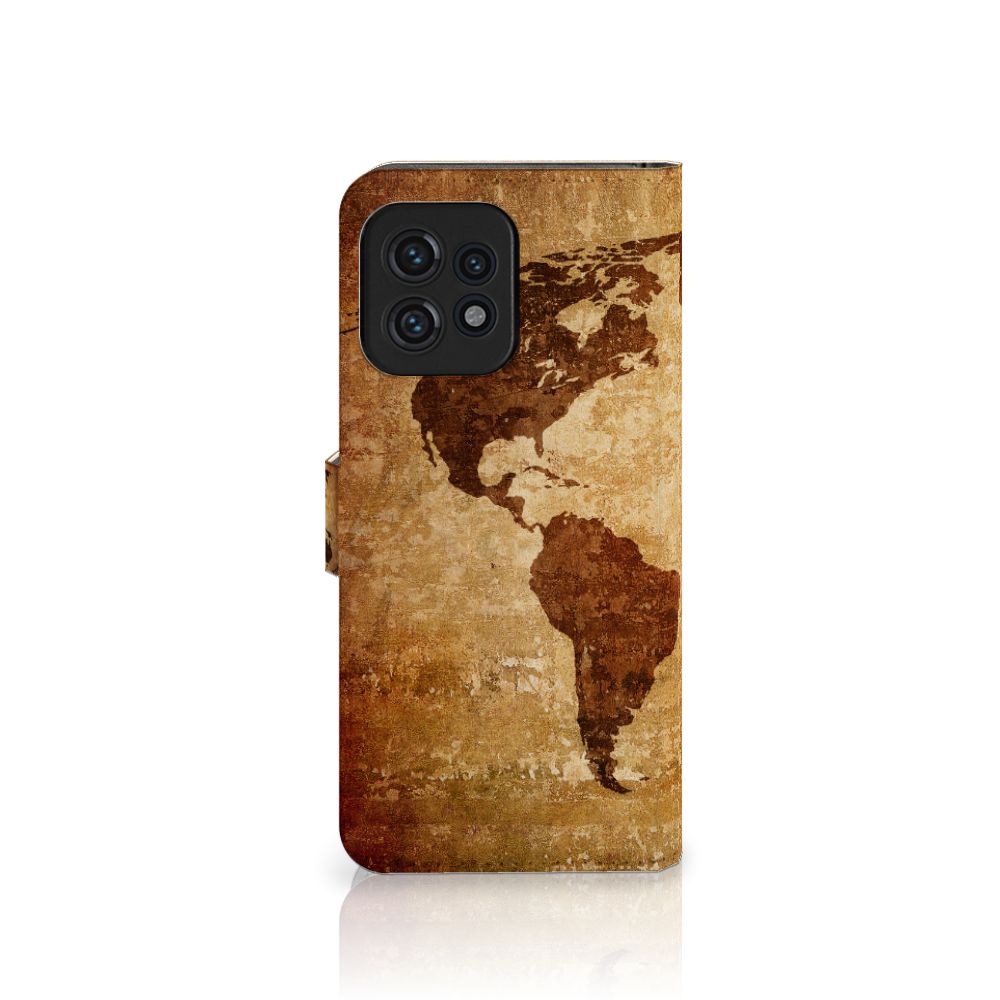 Motorola Edge 40 Pro Flip Cover Wereldkaart wereldkaart design achterkant