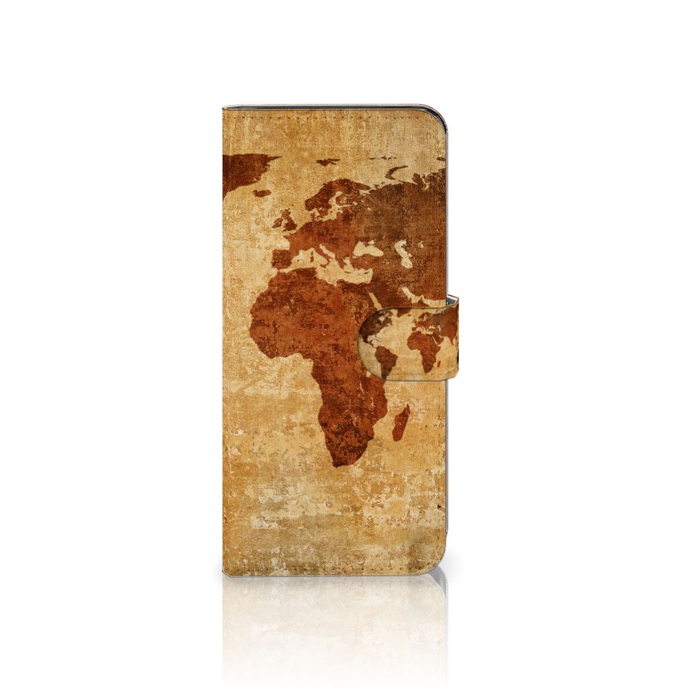 Motorola Edge 40 Pro Flip Cover Wereldkaart design wereldkaart aanzicht