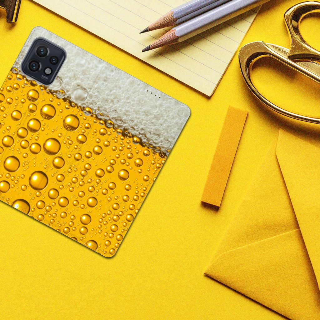 Motorola Edge 40 Pro Flip Style Cover Bier design bierprint aanzicht
