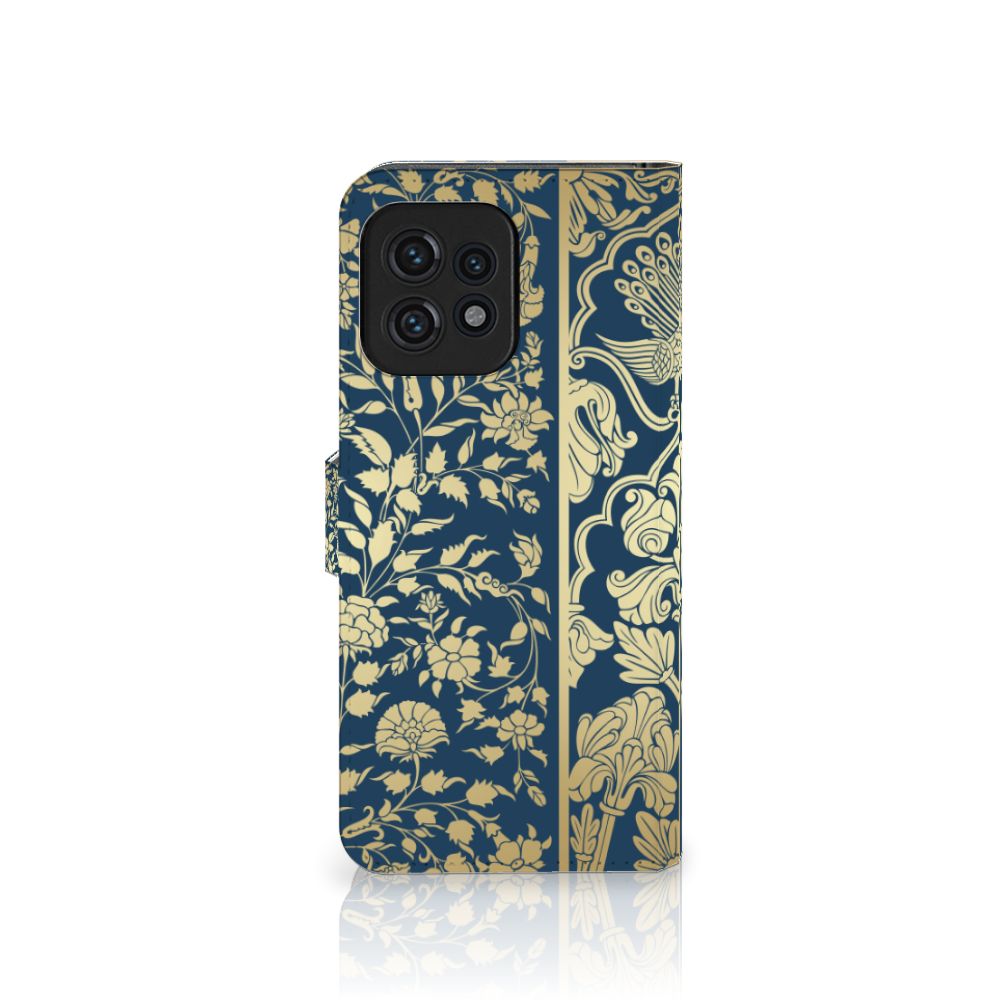 Motorola Edge 40 Pro Hoesje Beige Flowers hoesje beige bloemen design aanzicht