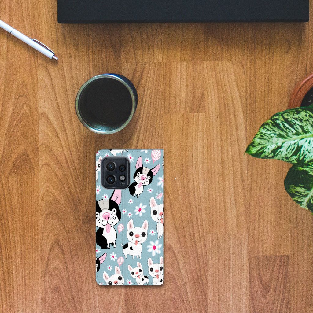 Motorola Edge 40 Pro Hoesje maken Hondjes honden patroon bovenaanzicht