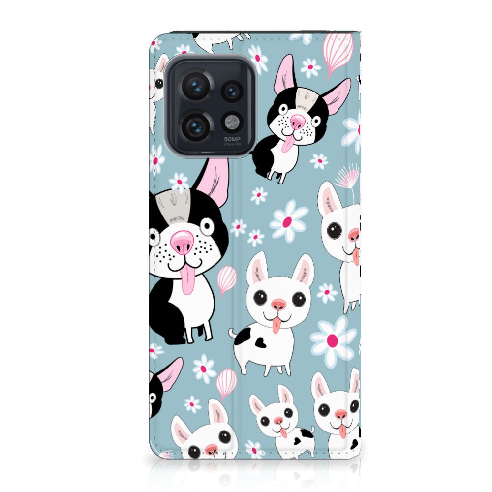 Motorola Edge 40 Pro Hoesje maken Hondjes honden cartoon design voorkant
