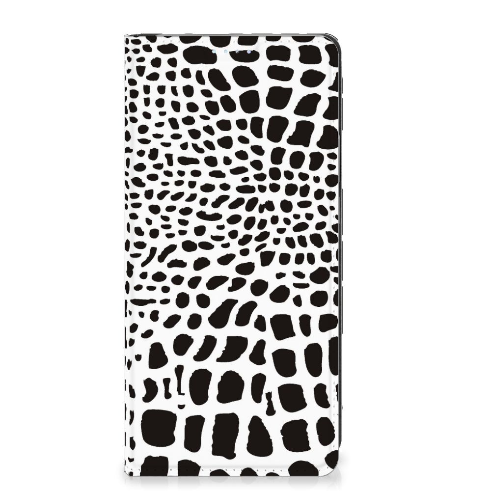 Motorola Edge 40 Pro Hoesje maken Slangenprint hoesje zwart wit slangenprint voorkant