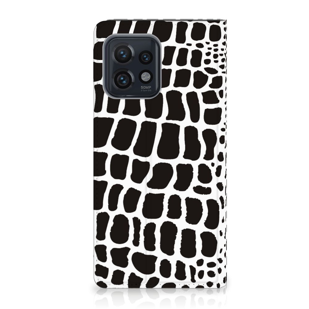 Motorola Edge 40 Pro Hoesje maken Slangenprint case slangenprint zwart wit aanzicht
