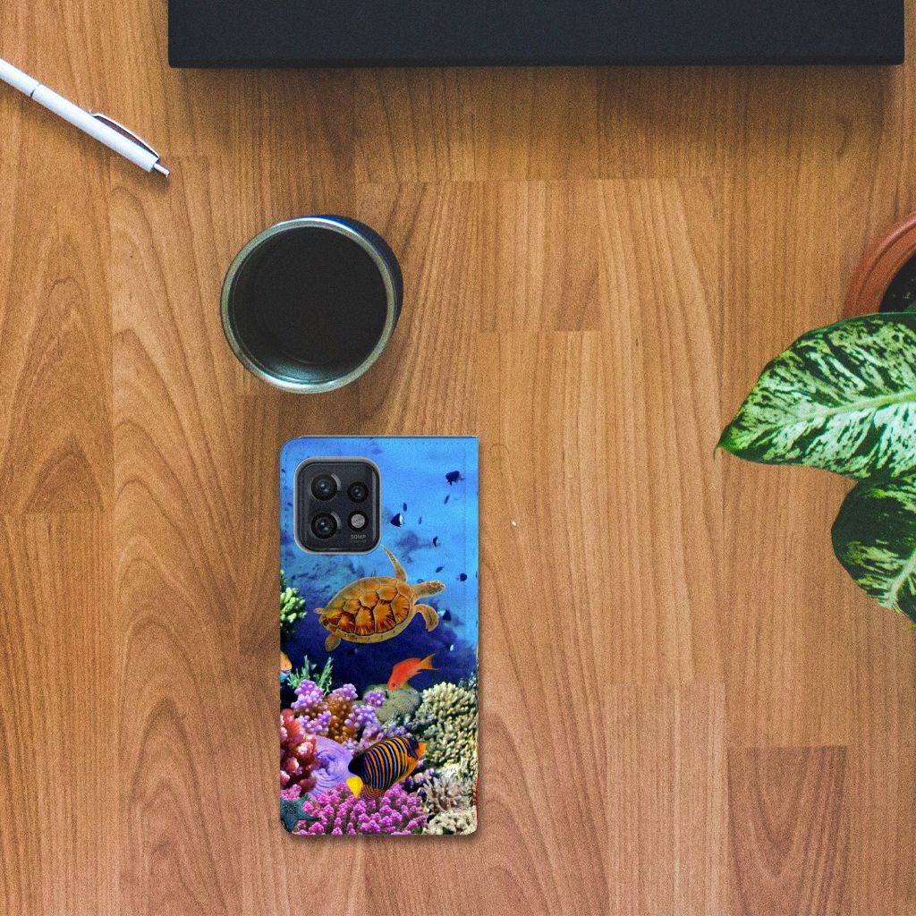 Motorola Edge 40 Pro Hoesje maken Vissen kleurrijk design tropische vissen aanzicht