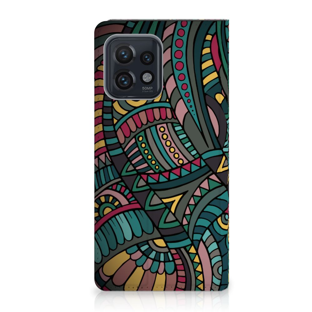 Motorola Edge 40 Pro Hoesje met Magneet Aztec in kleurrijk retro design voor bescherming en uitstraling.