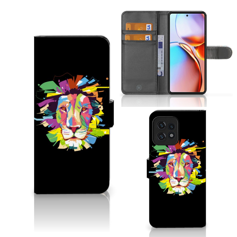 Motorola Edge 40 Pro Leuk Hoesje Lion Color telefoonhoesje lion design aanzicht