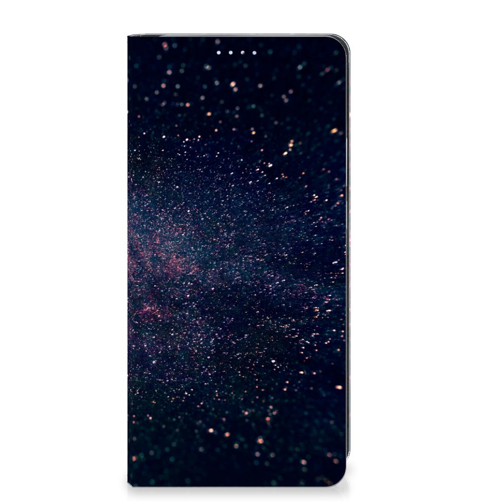 Motorola Edge 40 Pro Stand Case Stars sterrenstralen zwart paarse blauwe glitter