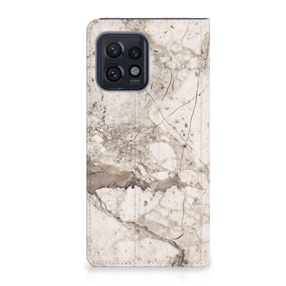 Motorola Edge 40 Pro Standcase Marmer Beige design marmer aanzicht