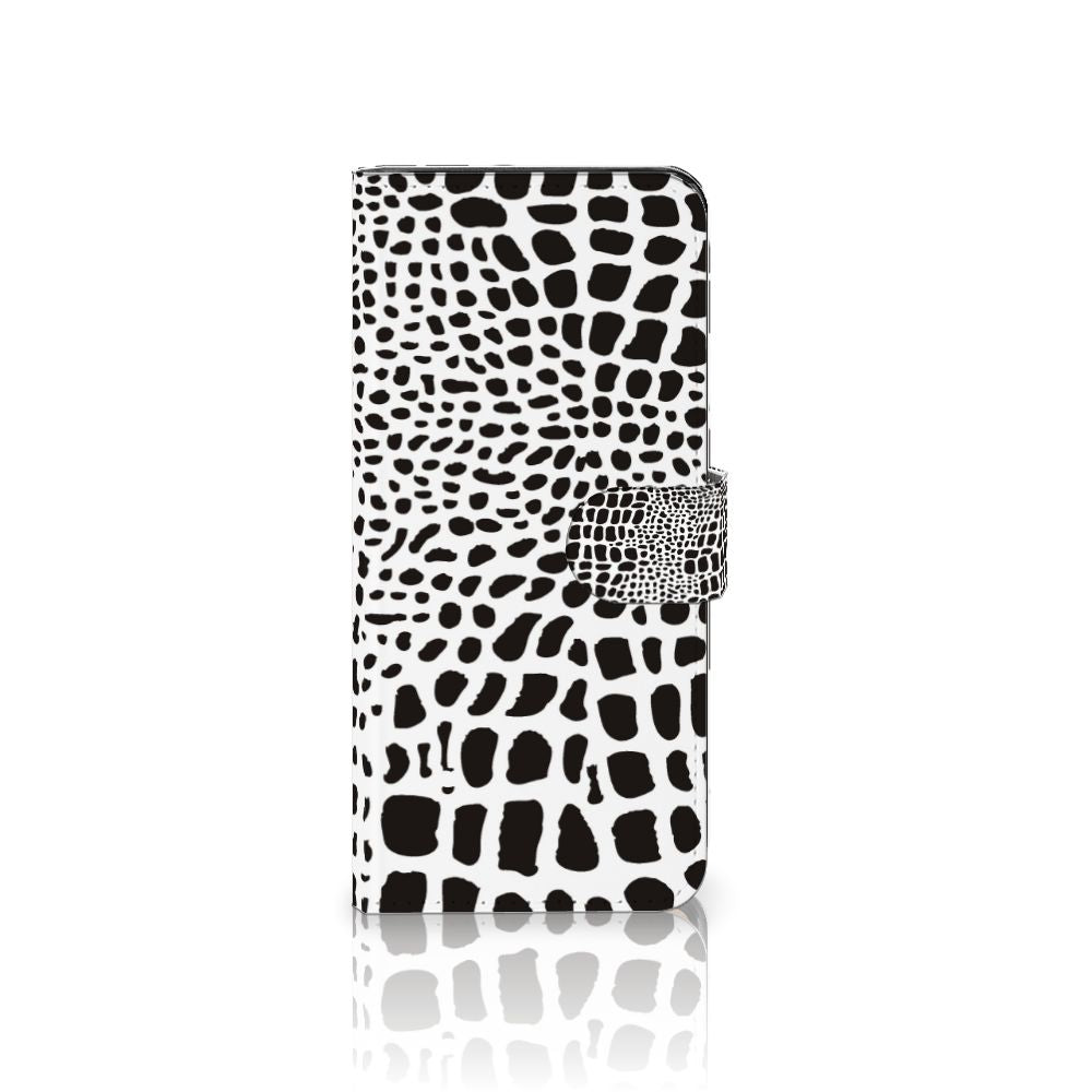 Motorola Edge 40 Pro Telefoonhoesje met Pasjes Slangenprint in zwart-wit design voor bescherming en stijl.