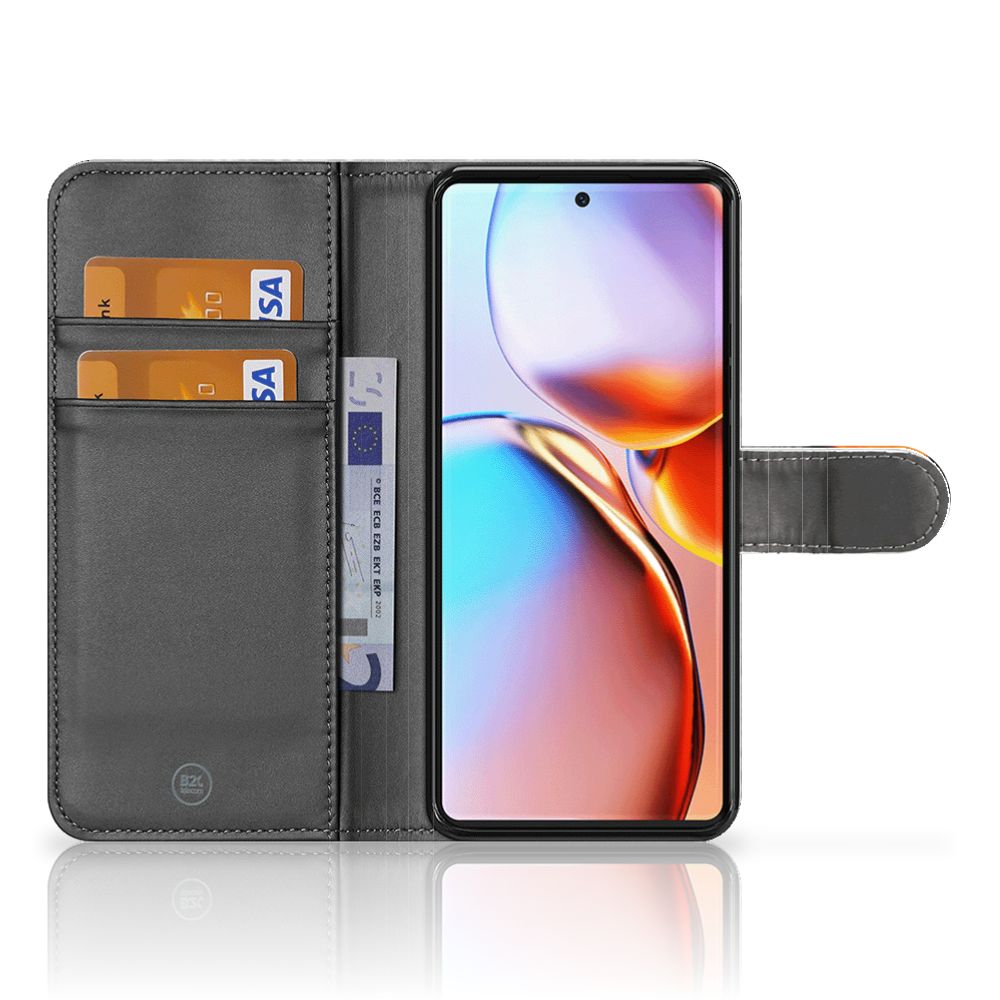 Motorola Edge 40 Pro Telefoonhoesje met Pasjes Uil telefoonhoesje uil design voorkant