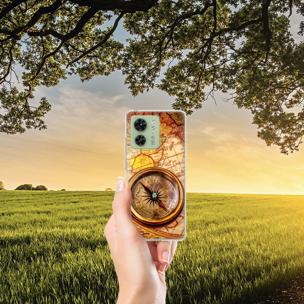 Motorola Edge 40 Siliconen Back Cover Kompas design kompas aanzicht