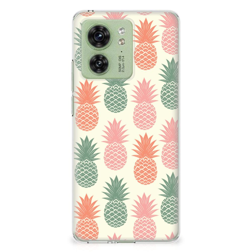 Motorola Edge 40 Siliconen Case Ananas met kleurrijke ananasontwerpen voor stijl en bescherming 🍍
