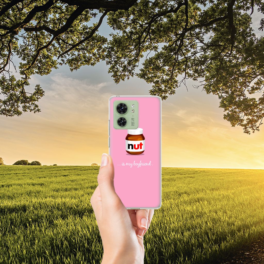 Motorola Edge 40 Siliconen Case Nut Boyfriend roze designillustratie aanzicht