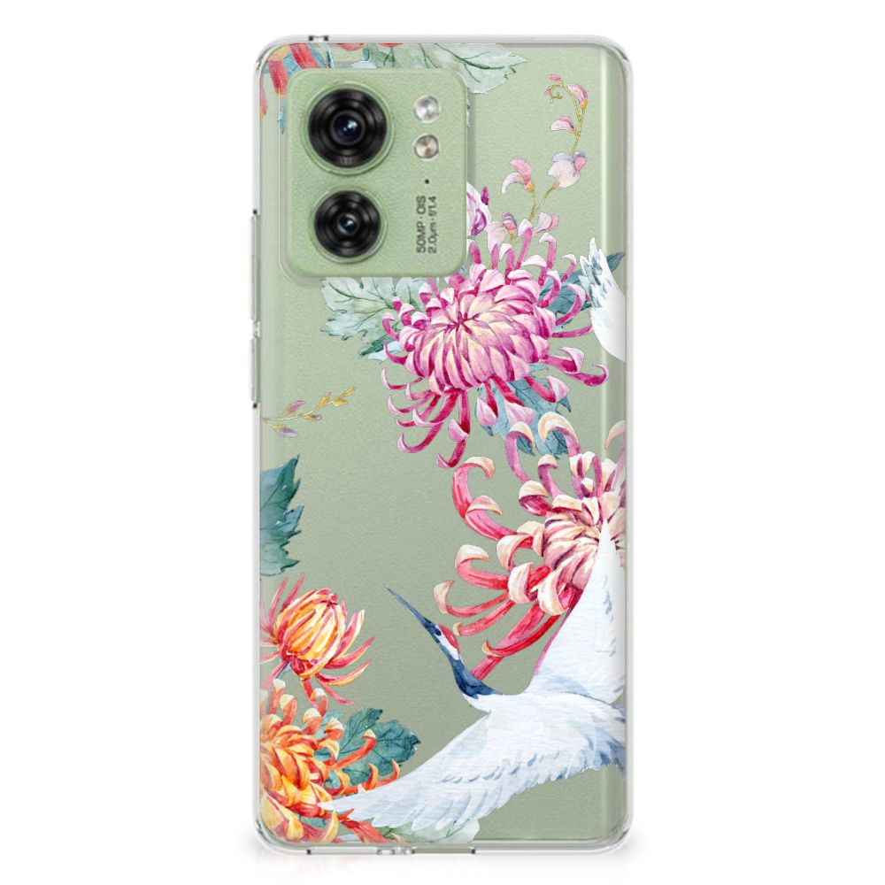 Motorola Edge 40 TPU Hoesje Bird Flowers
