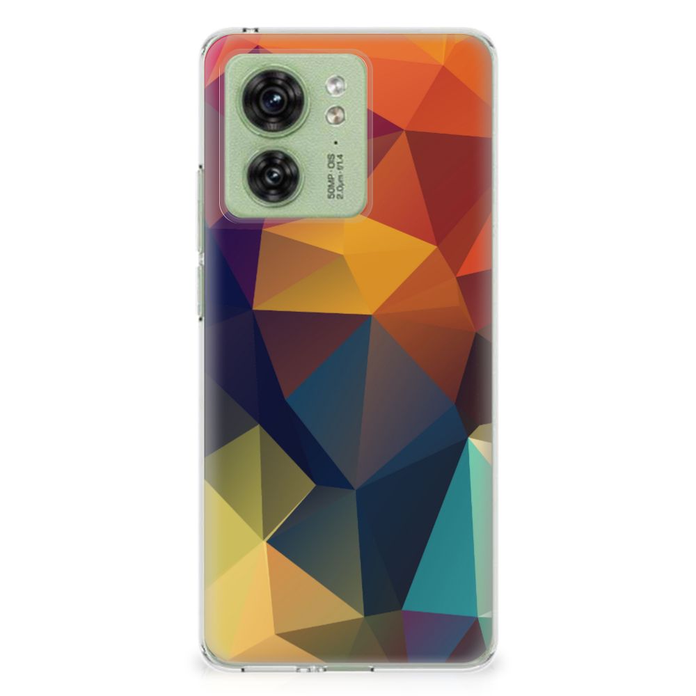 Motorola Edge 40 TPU Hoesje Polygon Color kleurrijke patronen abstract design aanzicht