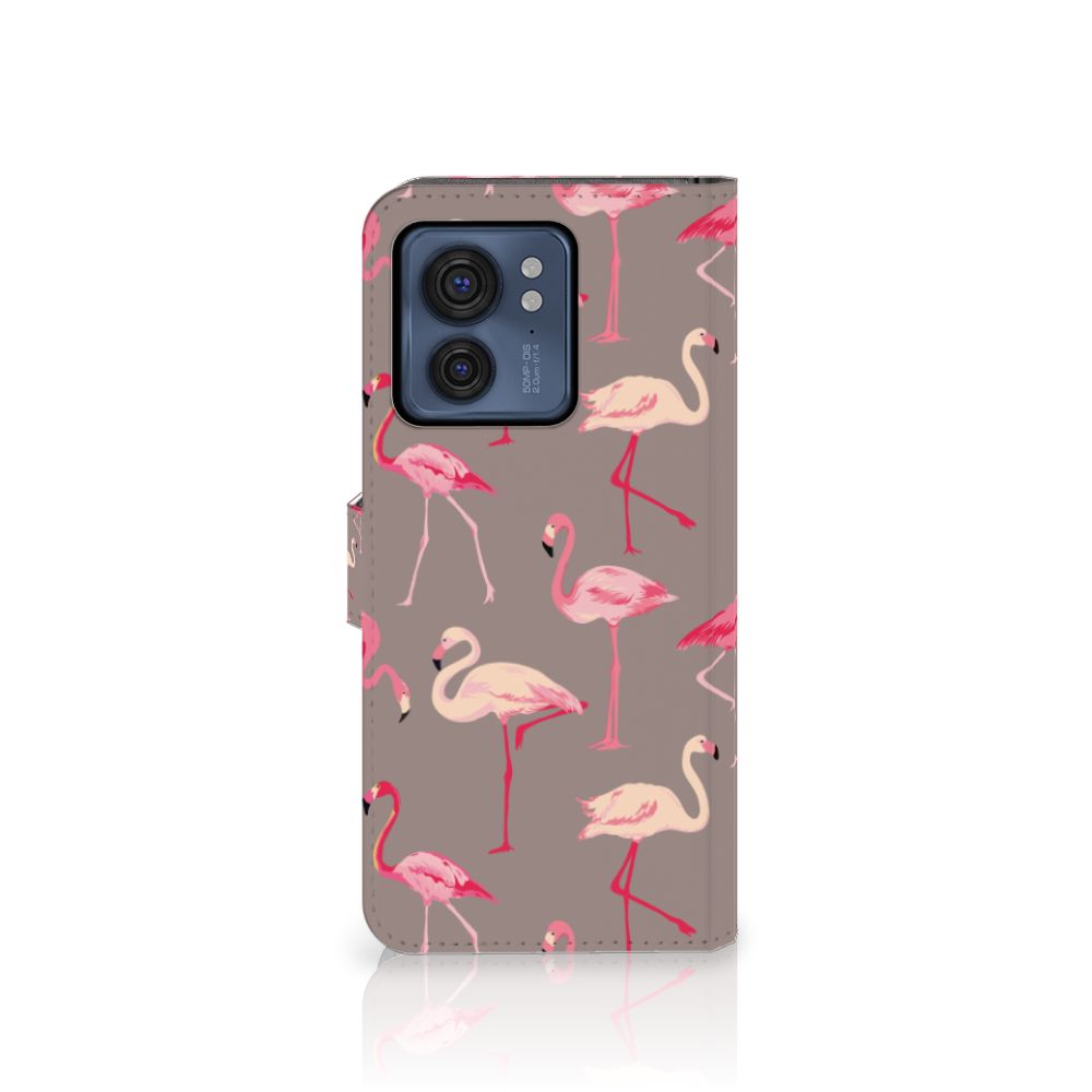 Motorola Edge 40 Telefoonhoesje met Pasjes Flamingo hoesje flamingo design voorkant