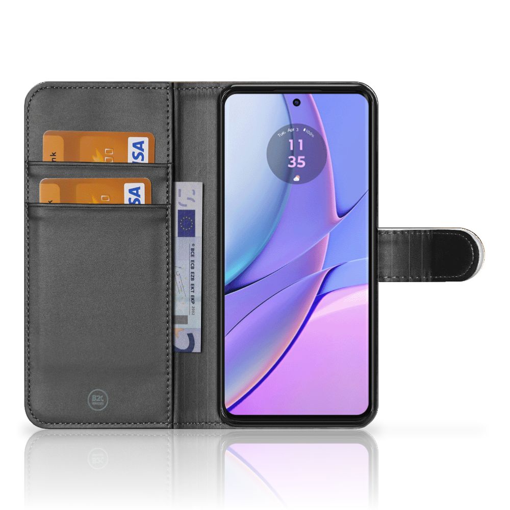 Motorola Edge 40 Telefoonhoesje met Pasjes Leeuw design voorkant met pasjeshouders