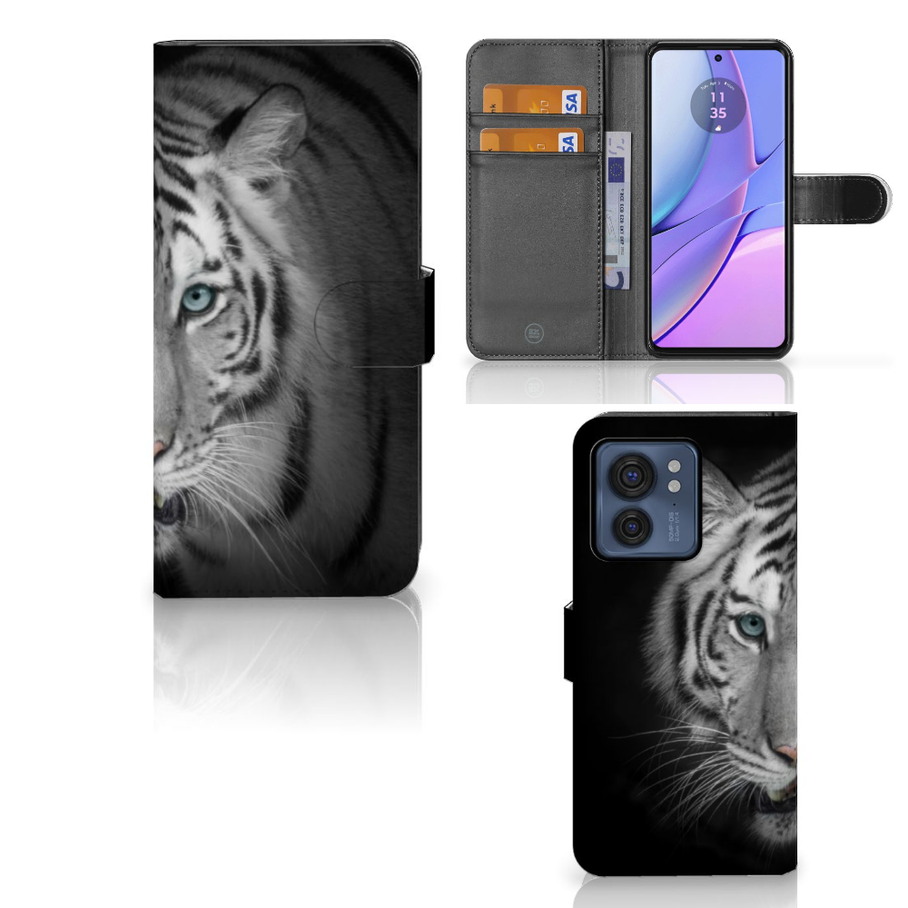 Motorola Edge 40 Telefoonhoesje met Pasjes Tijger telefoonhoesje tijger design voorzijde