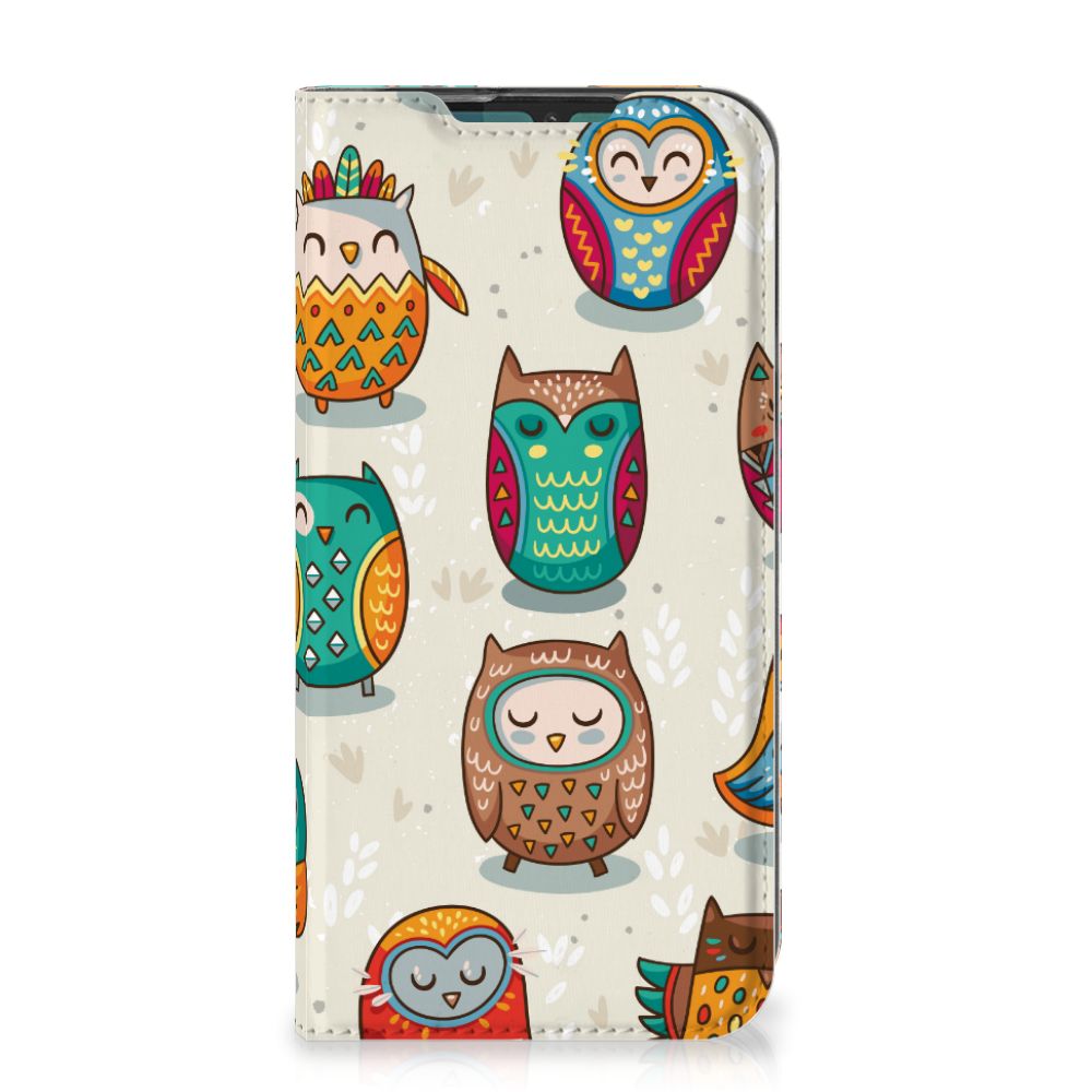 Motorola G8 Plus Hoesje maken Vrolijke Uilen stand case uilen vrolijk design