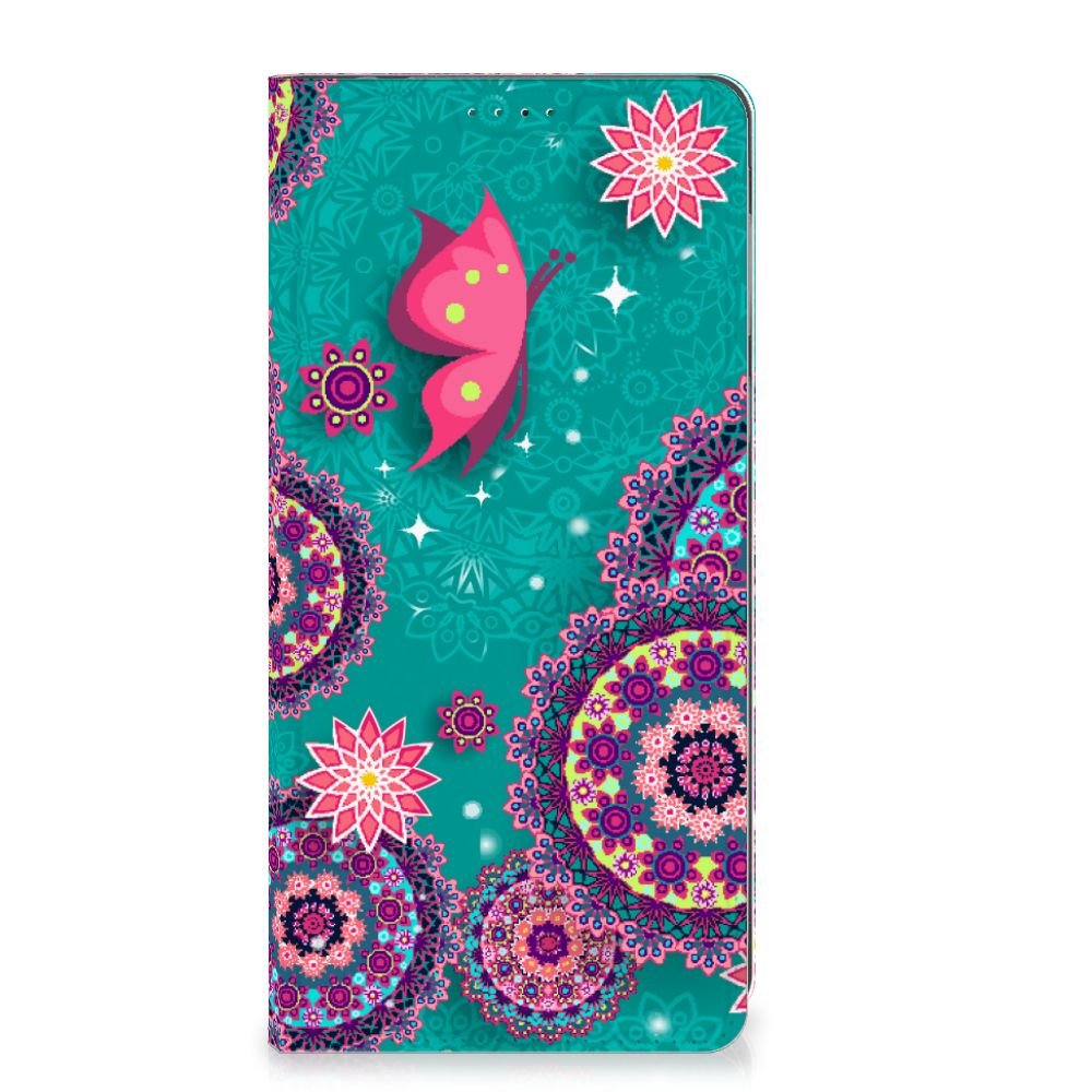 Motorola Moto E13 4G Bookcase Cirkels en Vlinders designkleurige bloemen vlinder