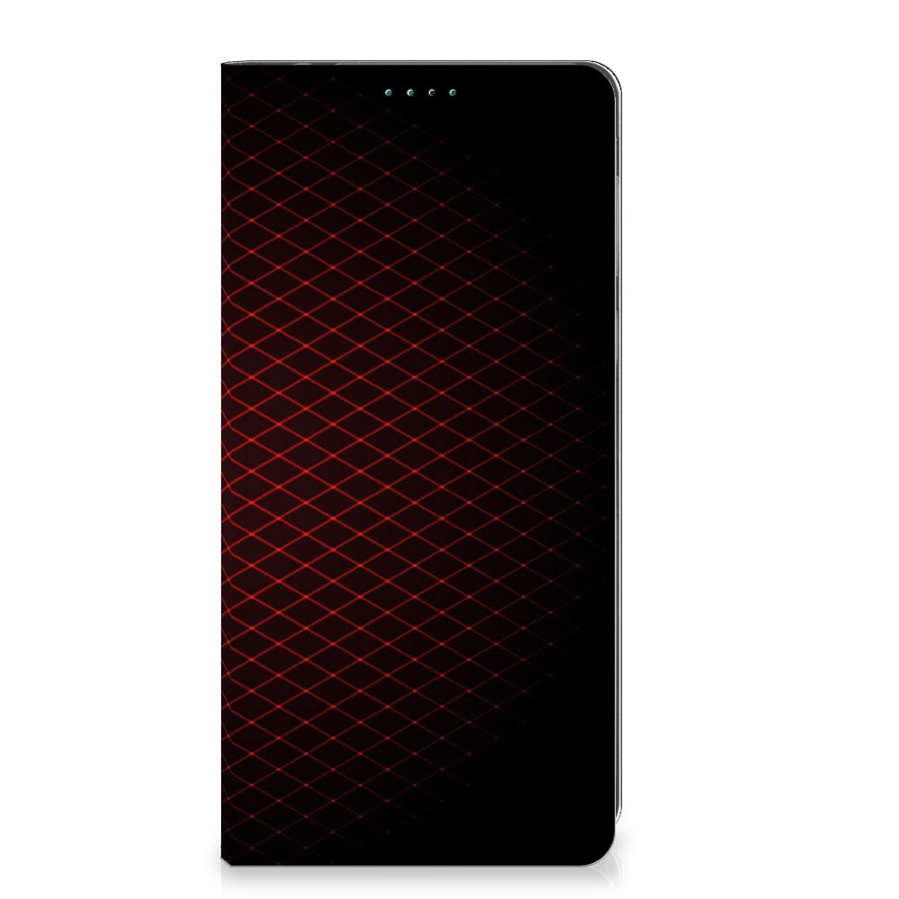 Motorola Moto E13 4G Hoesje met Magneet Geruit Rood design geruit aanzicht