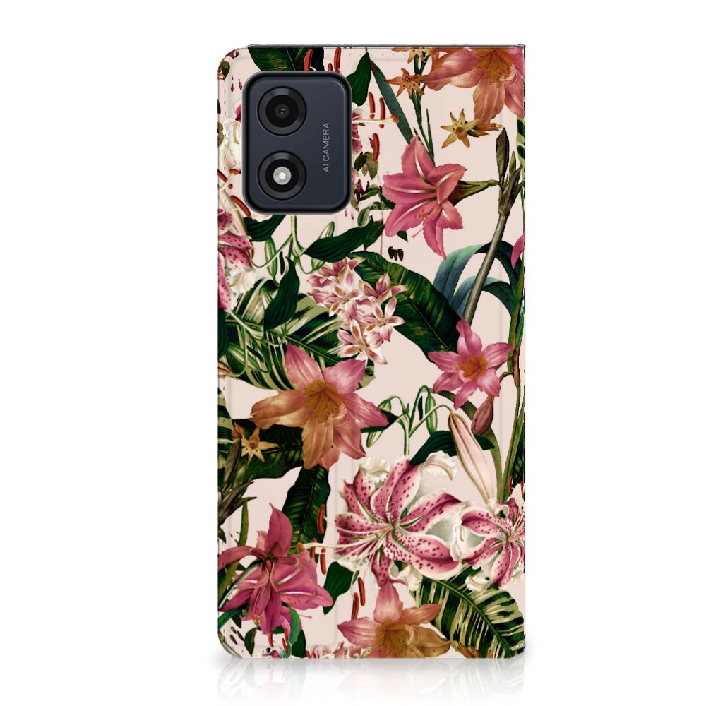 Motorola Moto E13 4G Smart Cover Flowers bloemen design achterzijde