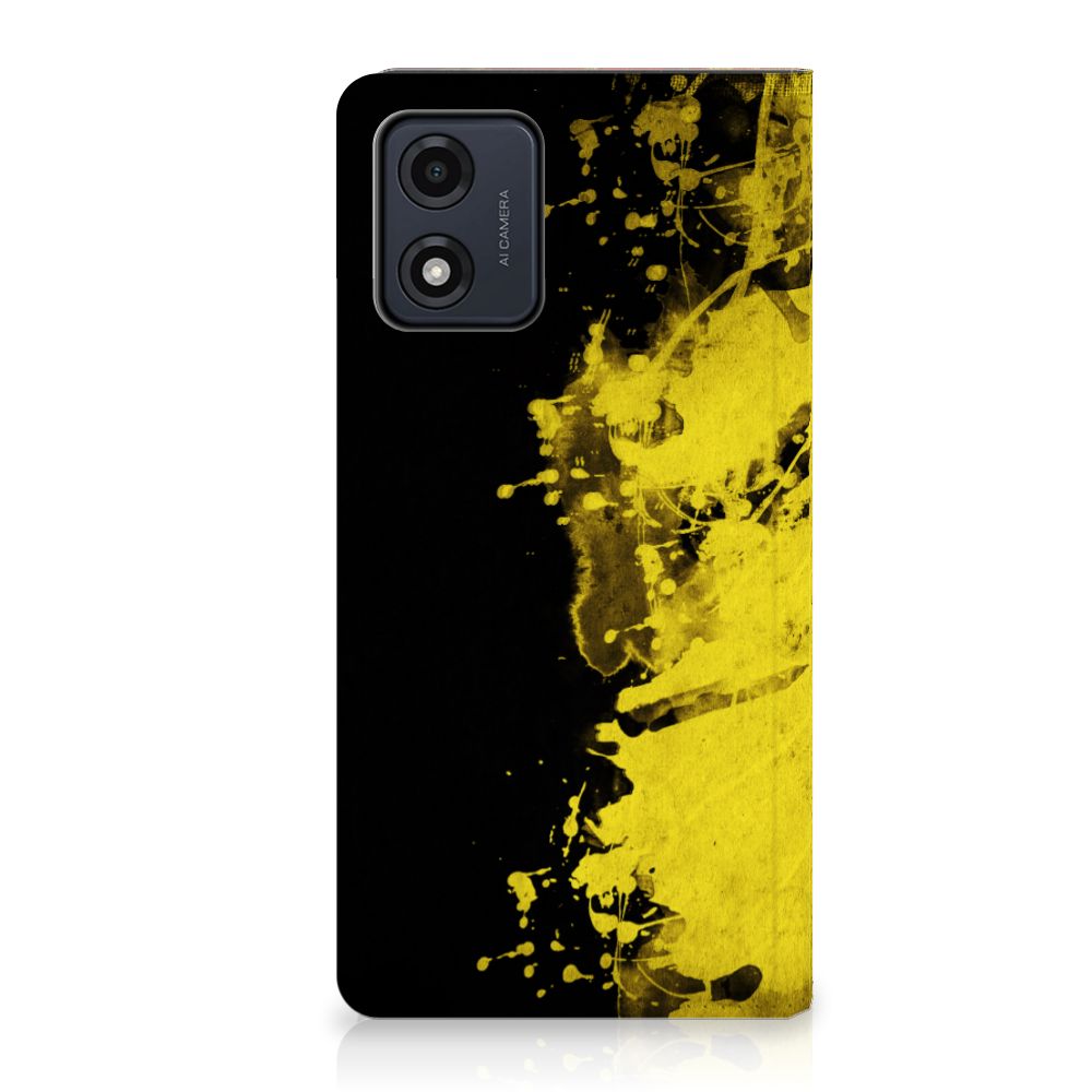 Motorola Moto E13 4G Standcase België design geel zwart achterkant