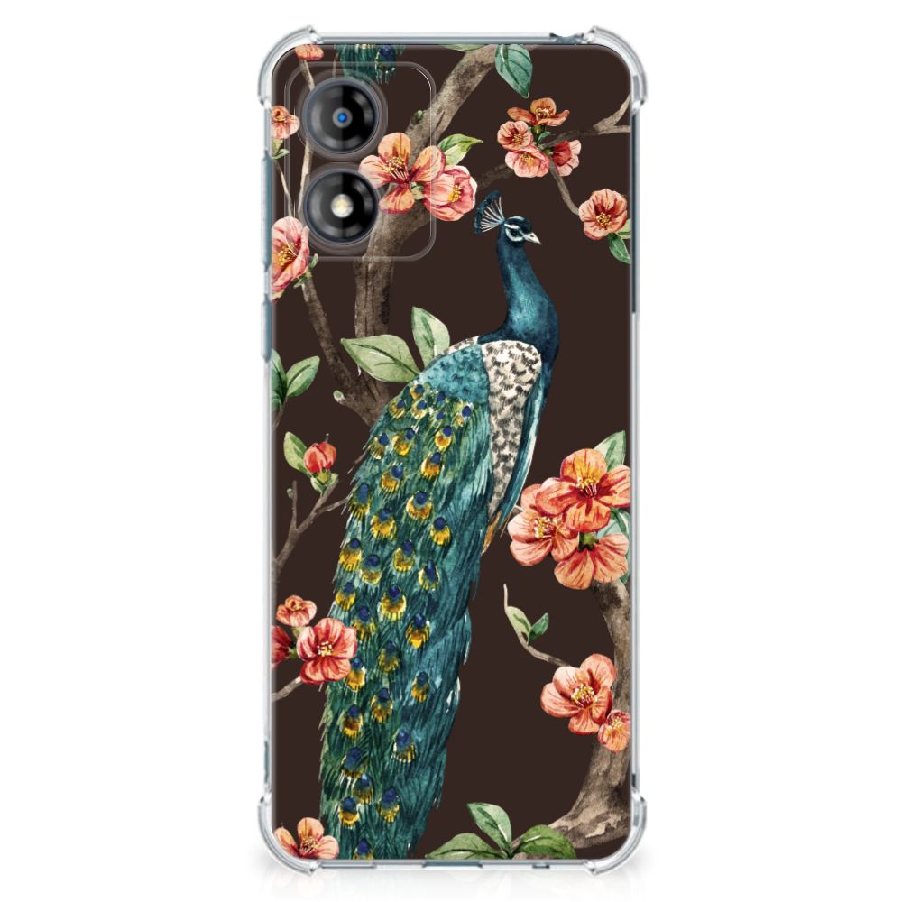 Motorola Moto E13 Case Anti-shock Pauw met Bloemen B2C Telecom