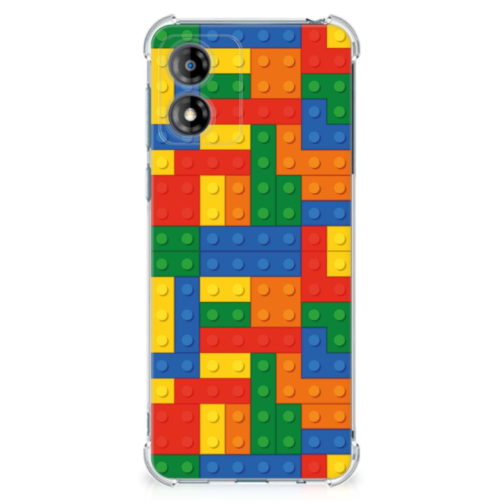 Motorola Moto E13 Doorzichtige Silicone Hoesje Blokken design voorkant