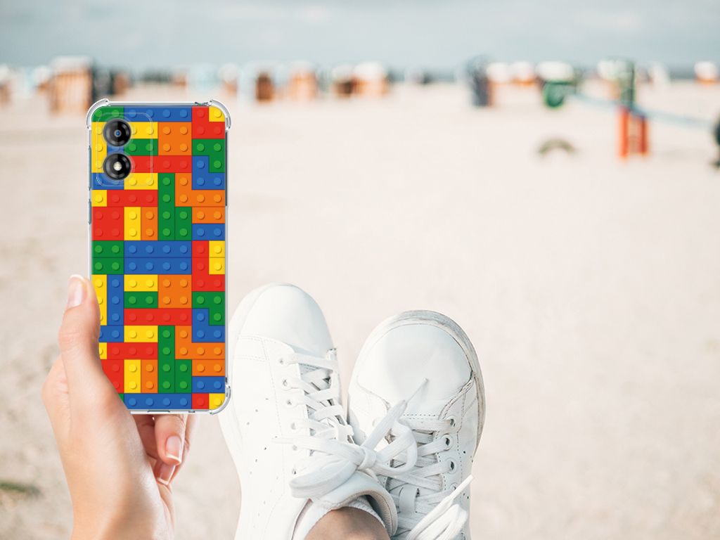 Motorola Moto E13 Doorzichtige Silicone Hoesje Blokken design voorkant